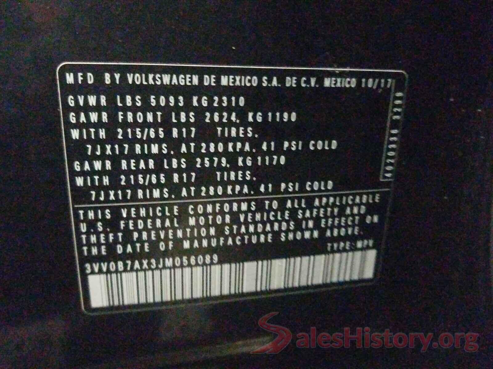 3VV0B7AX3JM056089 2018 VOLKSWAGEN TIGUAN