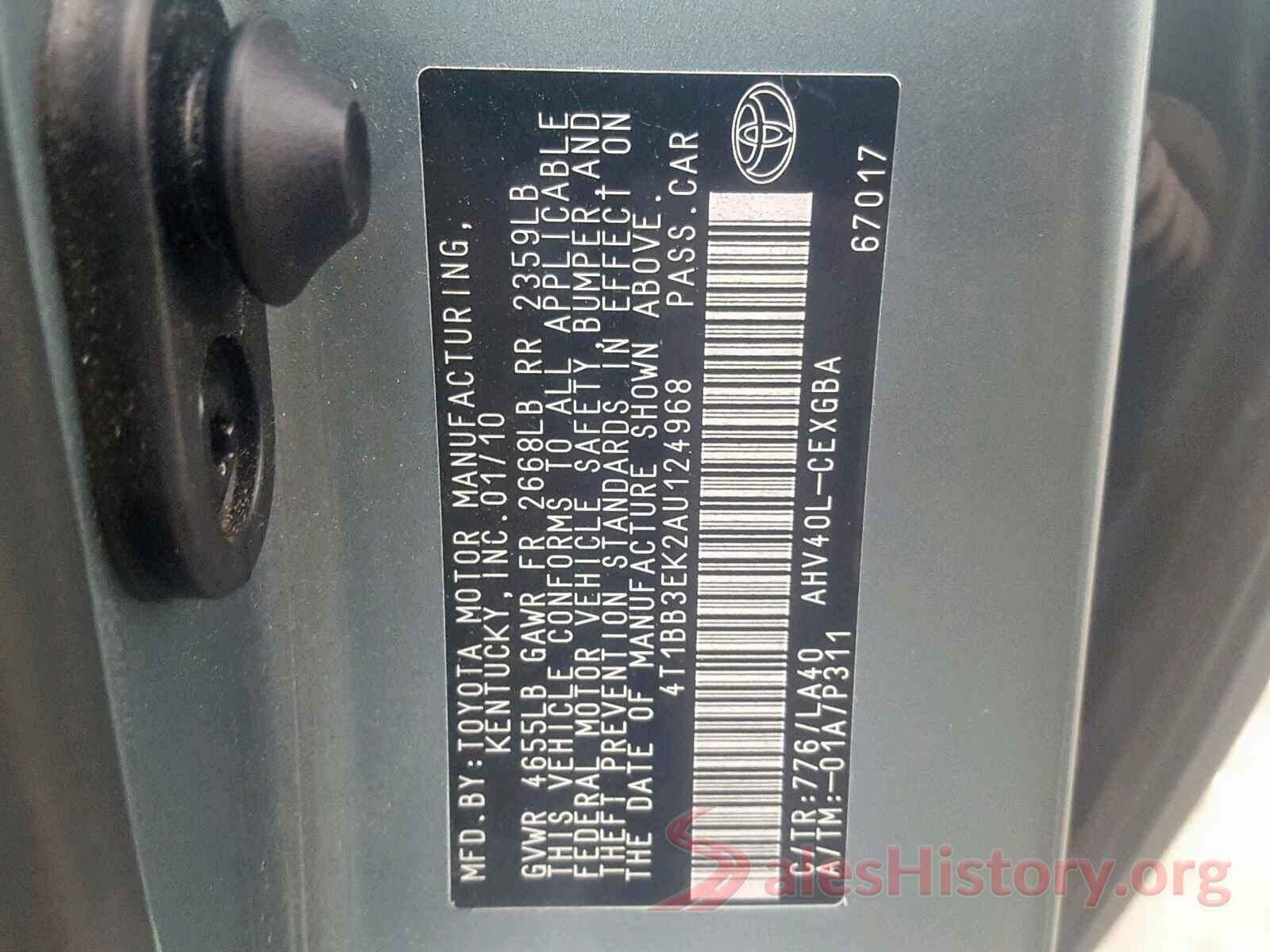 4T1BF1FK5HU800217 2010 TOYOTA CAMRY