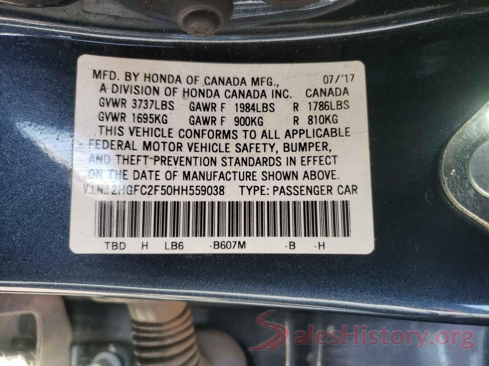 JF1VA1N68G8812167 2017 HONDA CIVIC