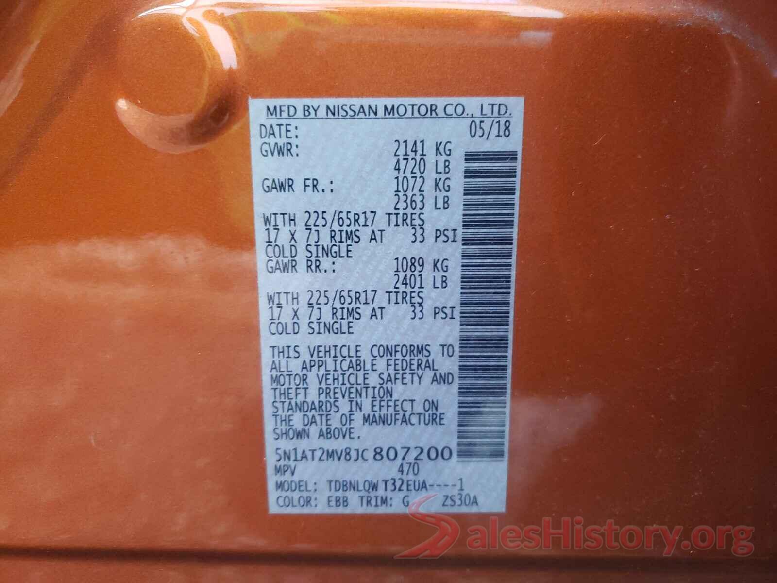 5N1AT2MV8JC807200 2018 NISSAN ROGUE