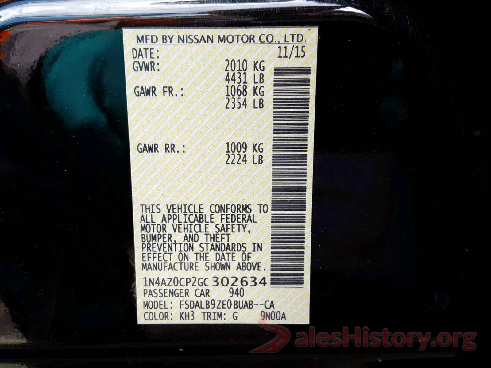 1N4AZ0CP2GC302634 2016 NISSAN LEAF