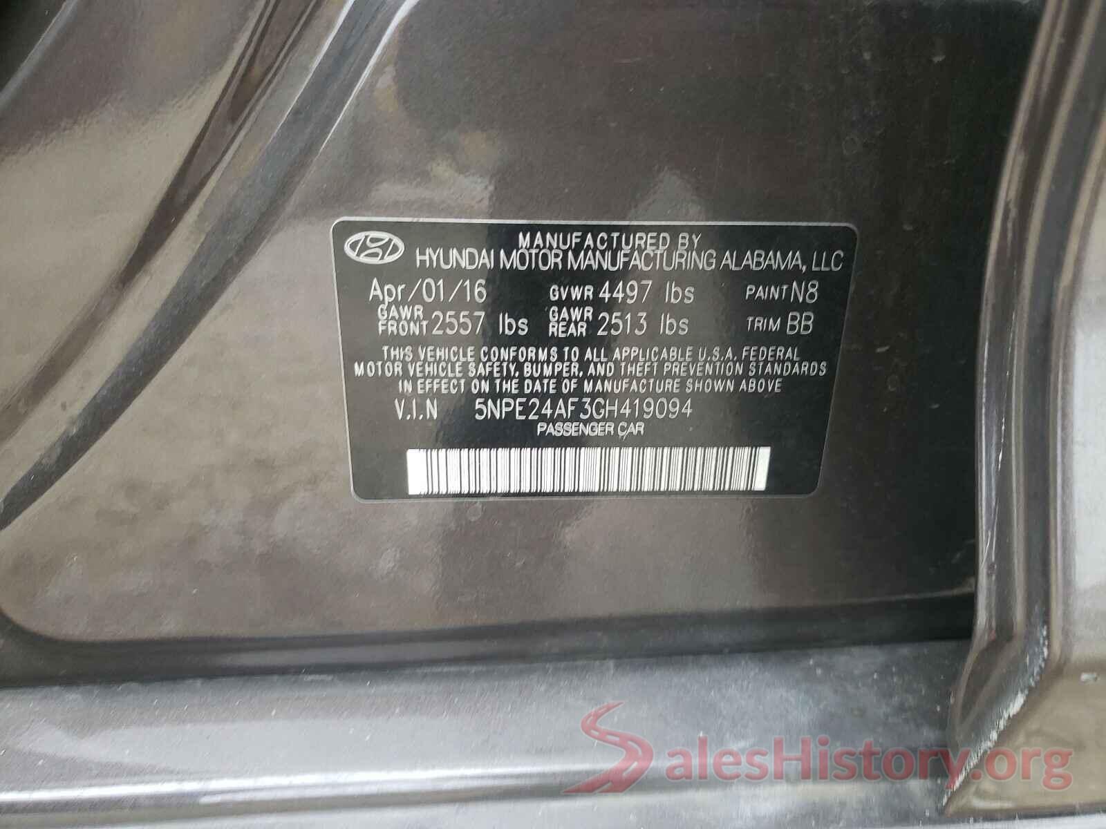 5NPE24AF3GH419094 2016 HYUNDAI SONATA