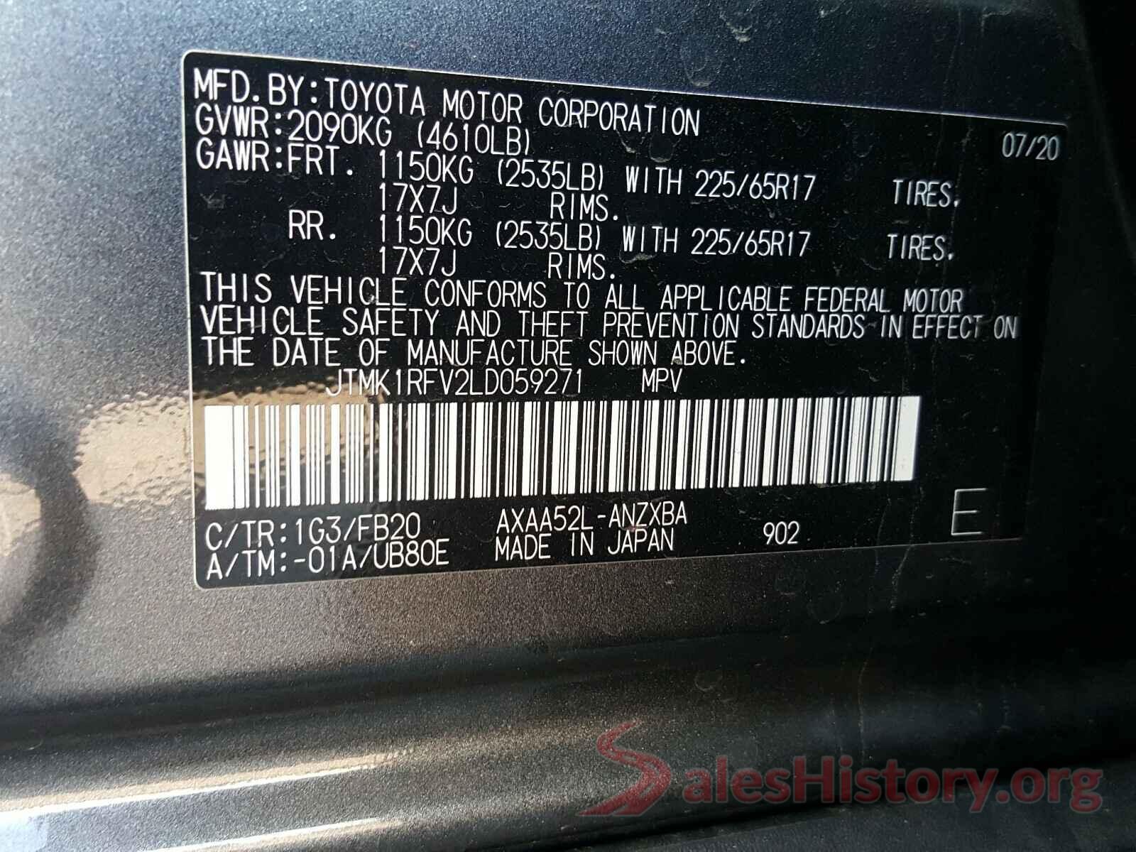 JTMK1RFV2LD059271 2020 TOYOTA RAV4