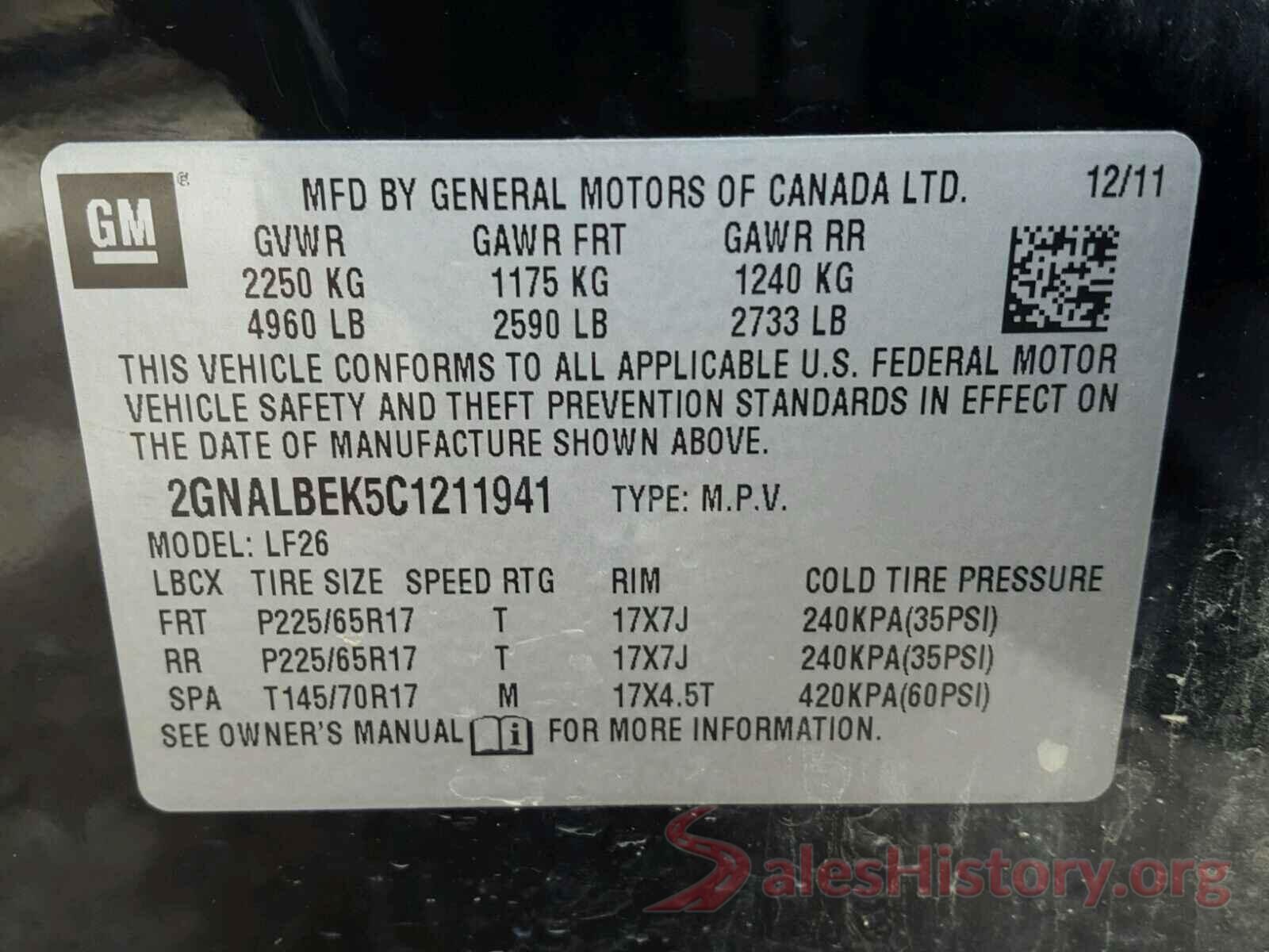 3KPFK4A75HE139695 2012 CHEVROLET EQUINOX