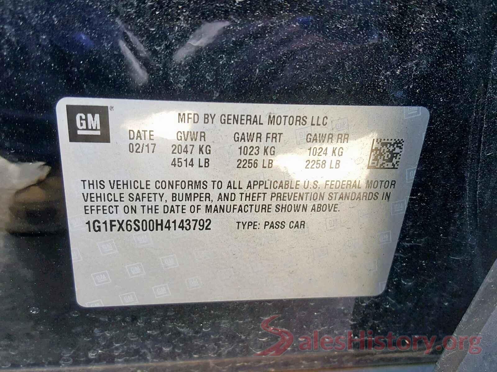 1G1FX6S00H4143792 2017 CHEVROLET BOLT