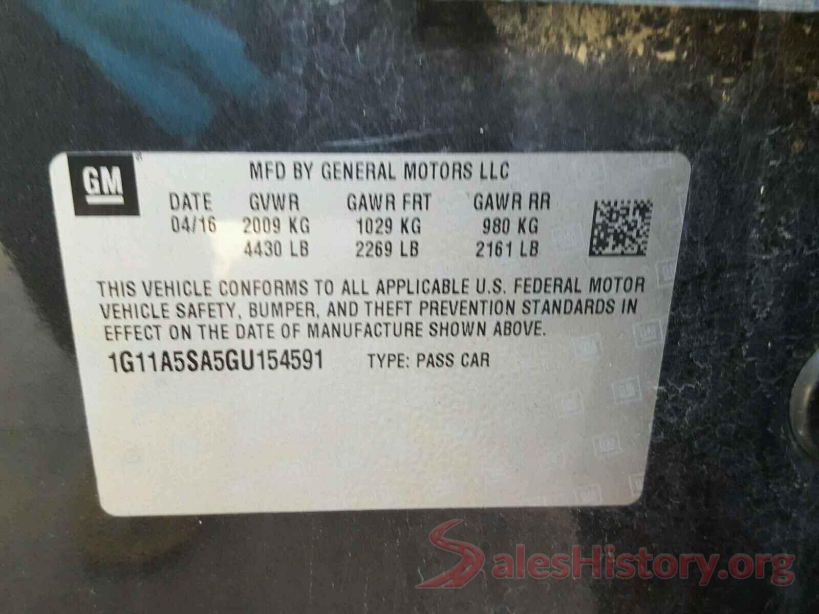 4T1BF1FKXHU345400 2016 CHEVROLET MALIBU