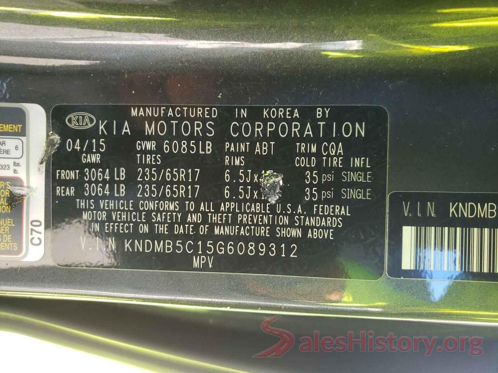 KNDMB5C15G6089312 2016 KIA SEDONA