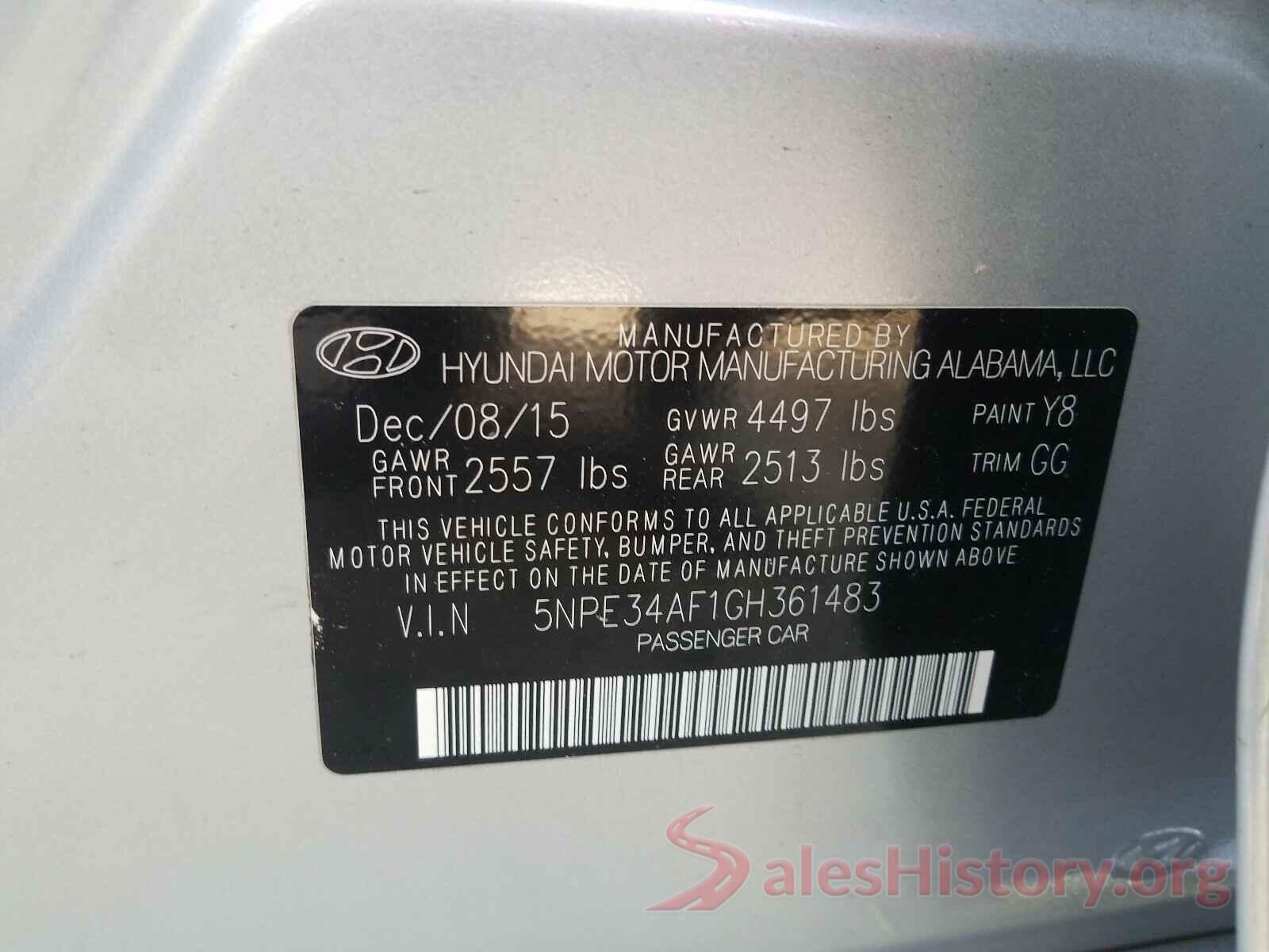 5NPE34AF1GH361483 2016 HYUNDAI SONATA