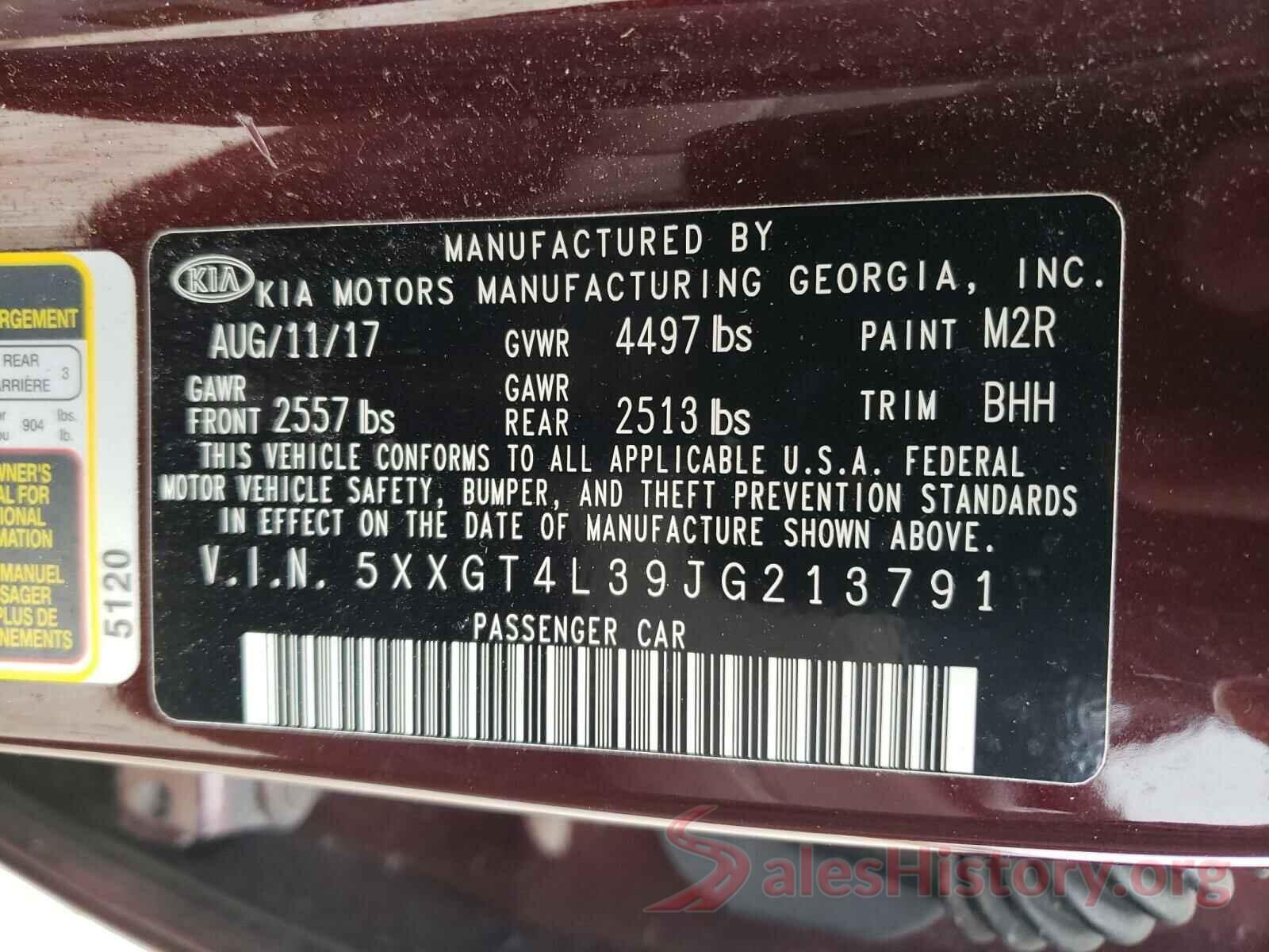 5XXGT4L39JG213791 2018 KIA OPTIMA