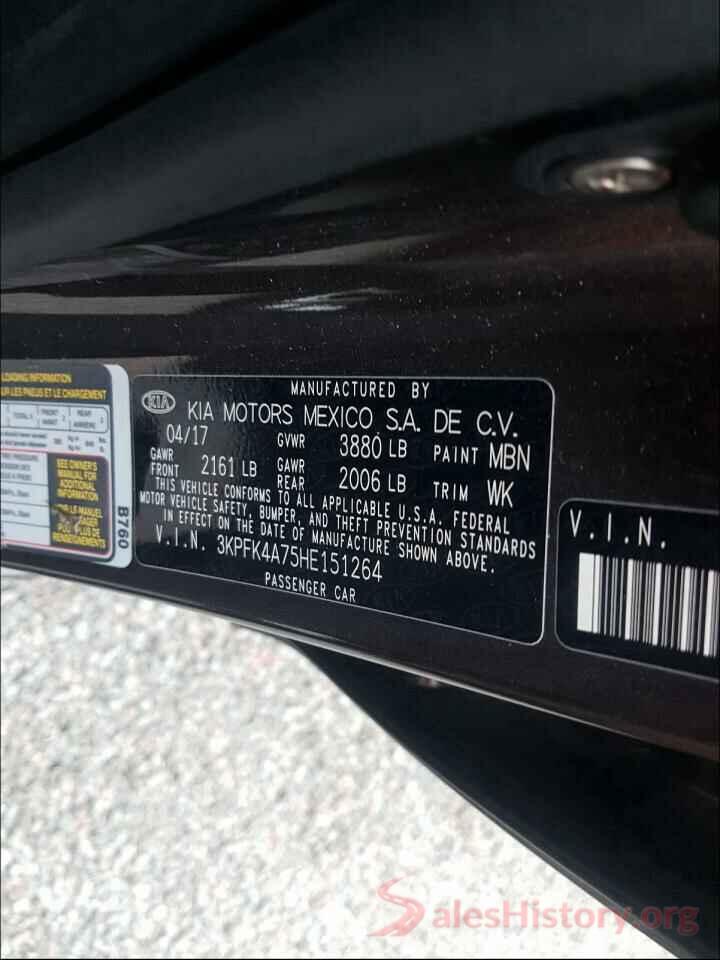 3KPFK4A75HE151264 2017 KIA FORTE