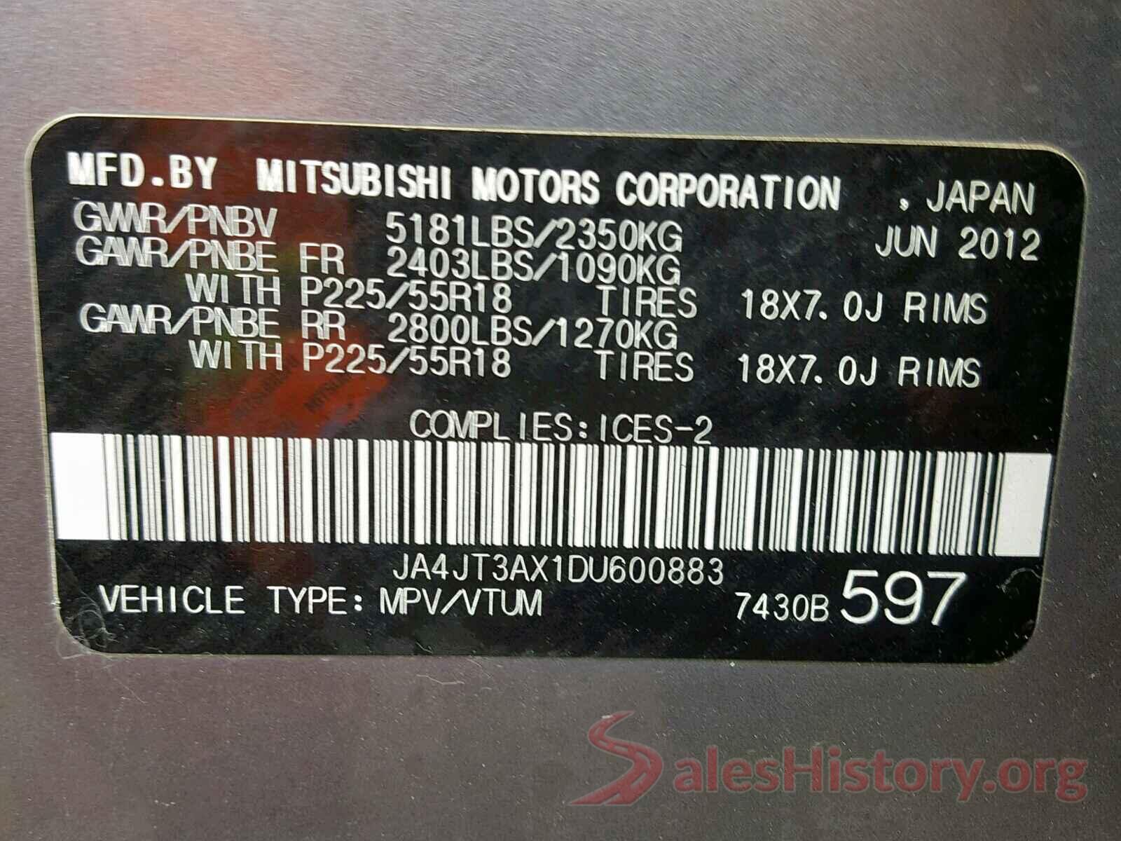 JTDEPMAE1MJ158883 2013 MITSUBISHI OUTLANDER