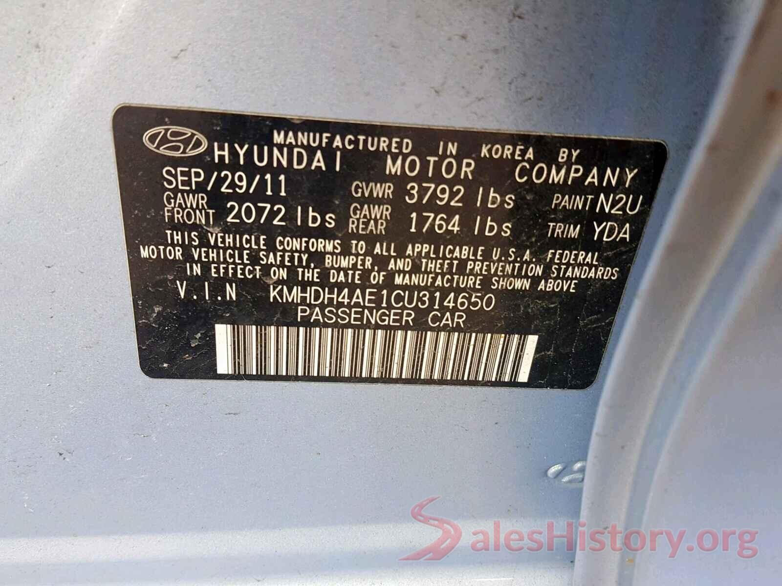 JTNK4RBE3K3045280 2012 HYUNDAI ELANTRA