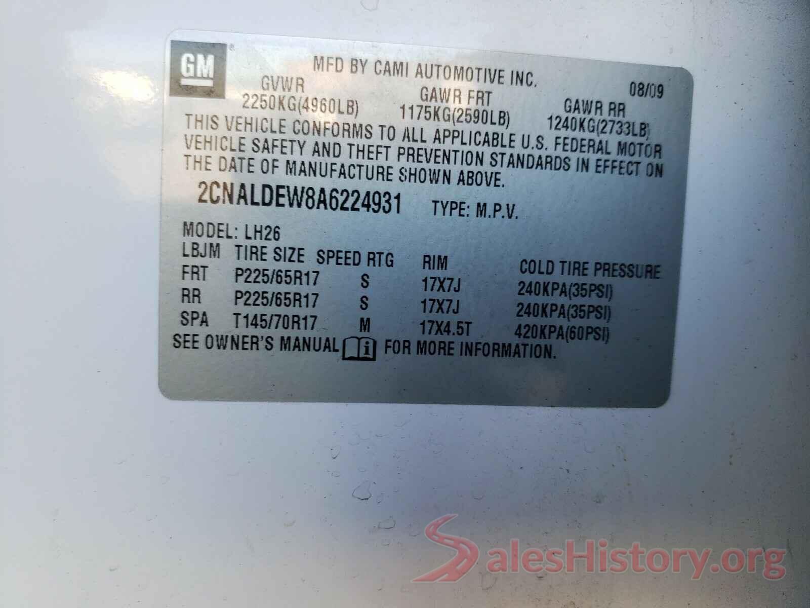 4T1C11AK3MU472512 2010 CHEVROLET EQUINOX