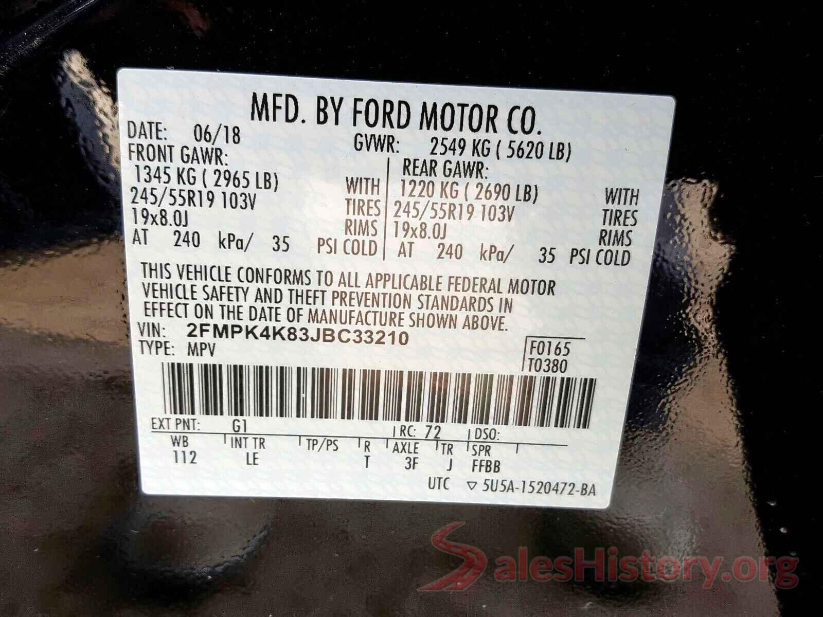 1FMSK8DH2LGA52917 2018 FORD EDGE