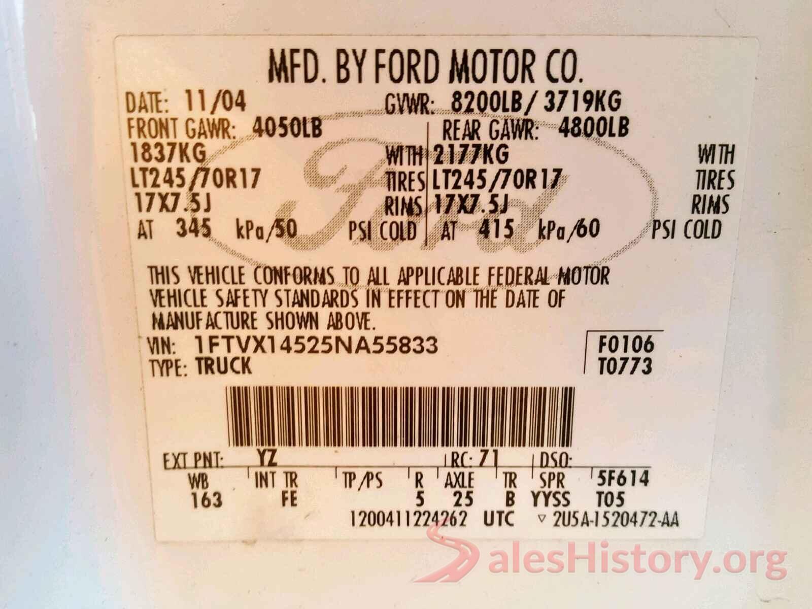 WDDZF4KBXHA205929 2005 FORD F150