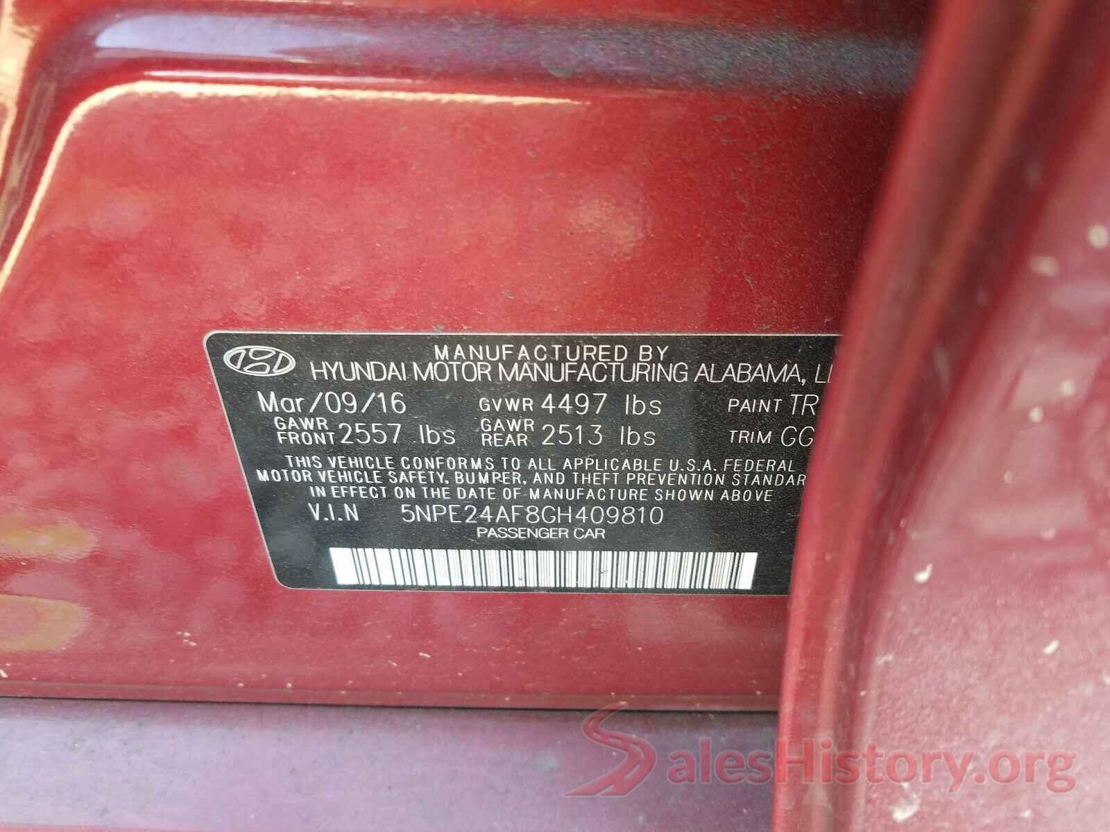 5NPE24AF8GH409810 2016 HYUNDAI SONATA