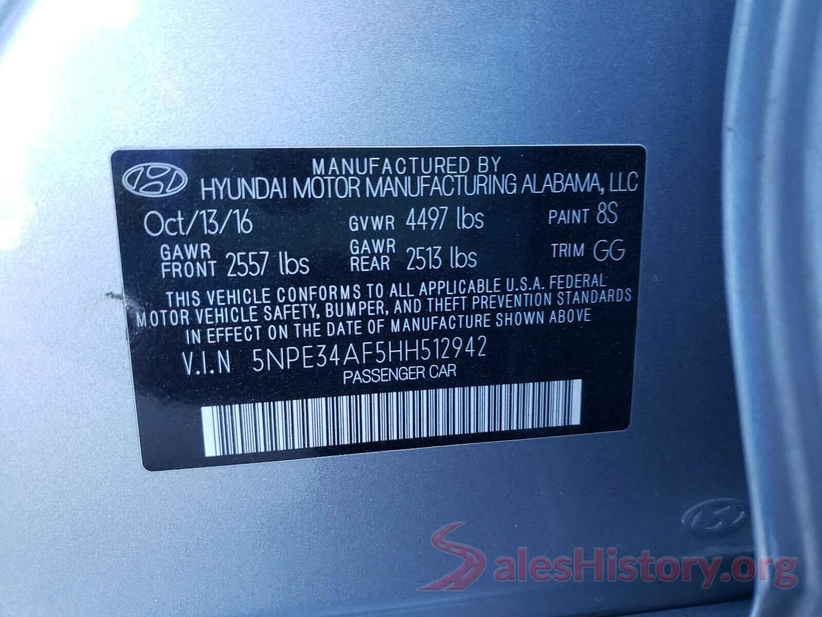 5NPE34AF5HH512942 2017 HYUNDAI SONATA