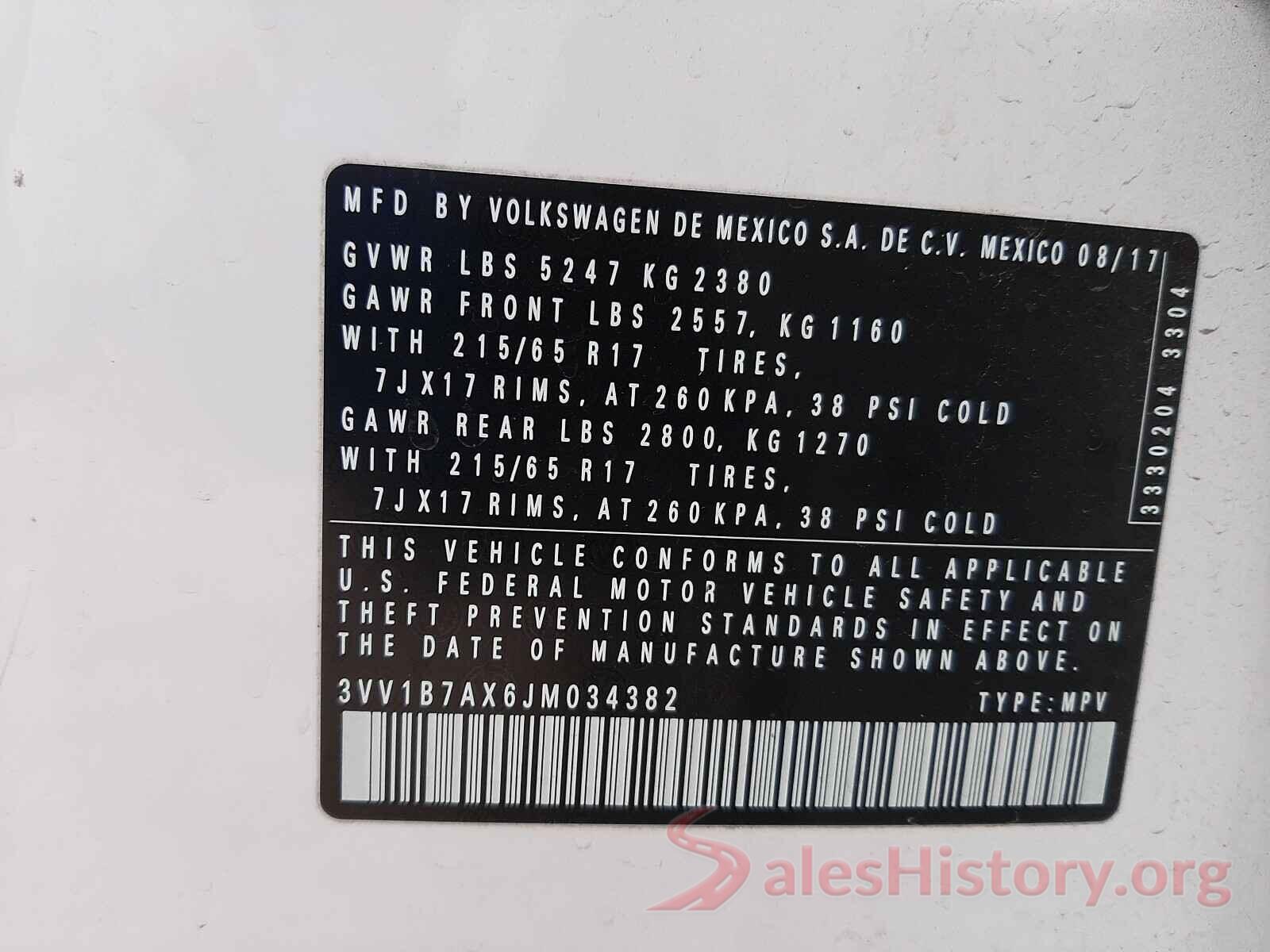 3VV1B7AX6JM034382 2018 VOLKSWAGEN TIGUAN