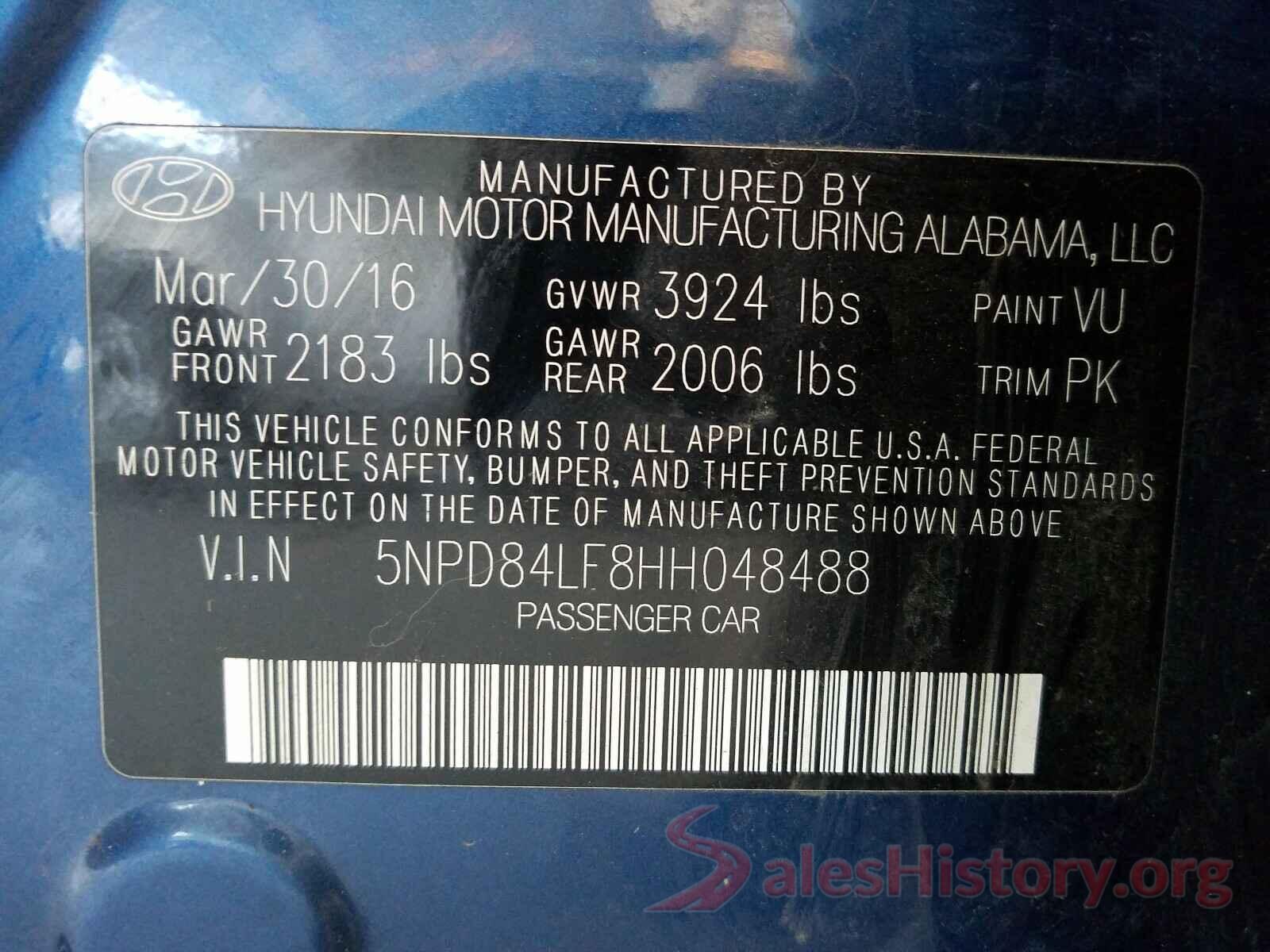 5NPD84LF8HH048488 2017 HYUNDAI ELANTRA