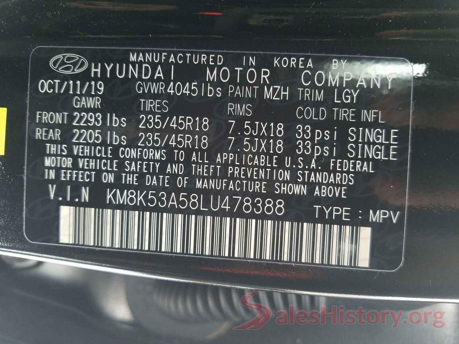 KM8K53A58LU478388 2020 HYUNDAI KONA