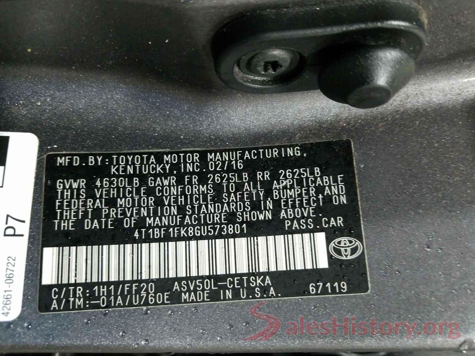 4T1BF1FK8GU573801 2016 TOYOTA CAMRY