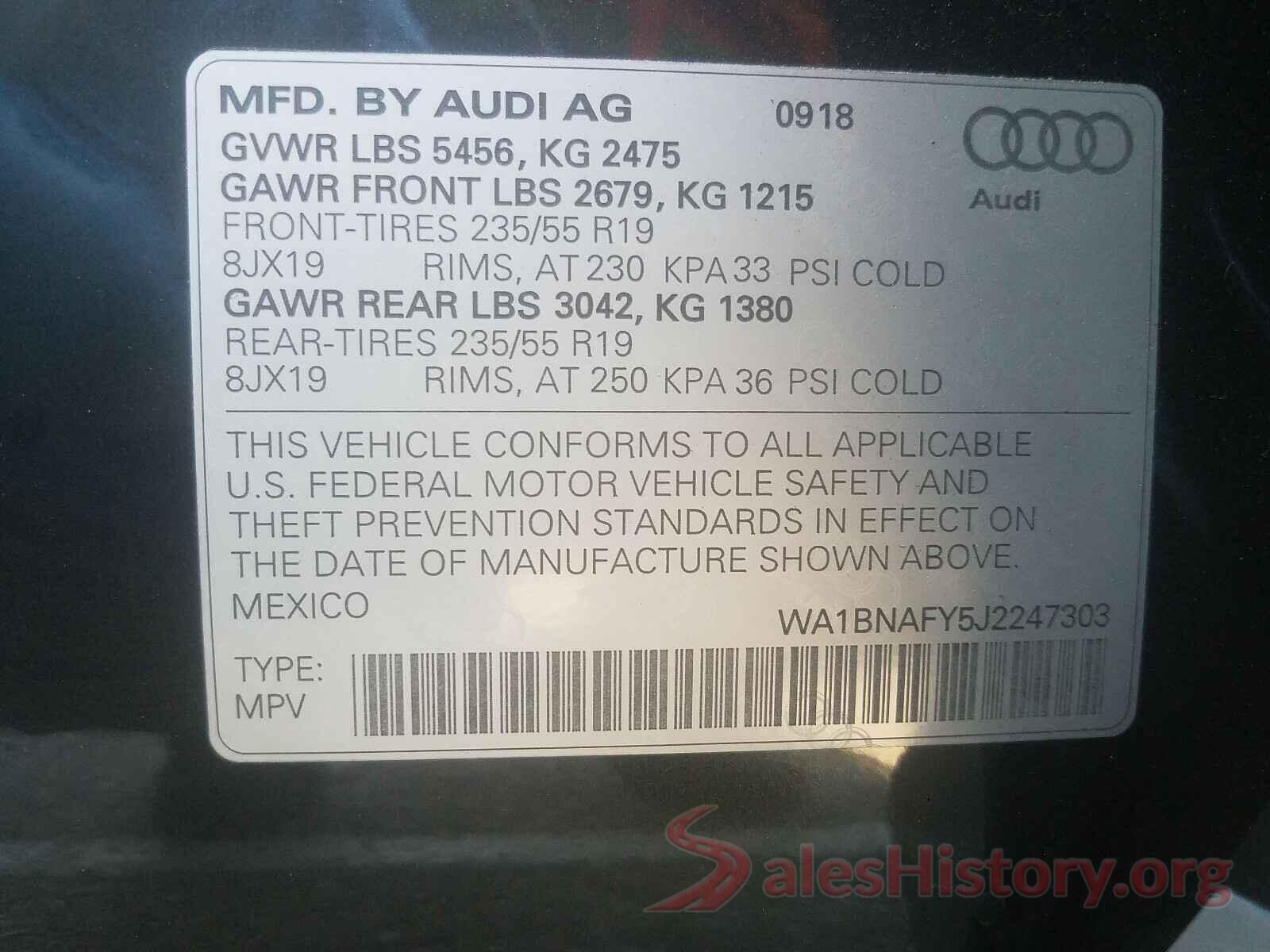 WA1BNAFY5J2247303 2018 AUDI Q5