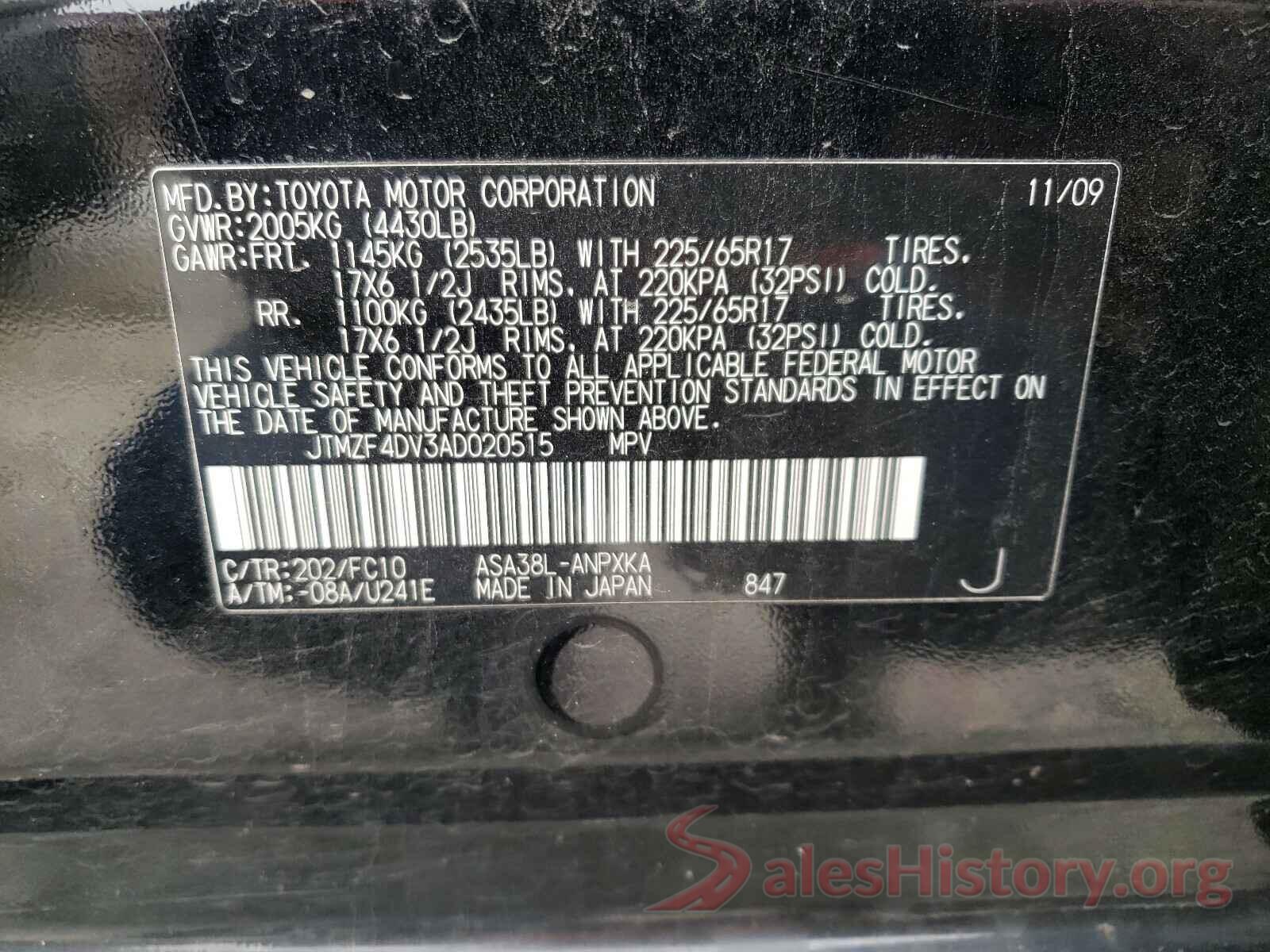 5TFCZ5AN6HX079333 2010 TOYOTA RAV4