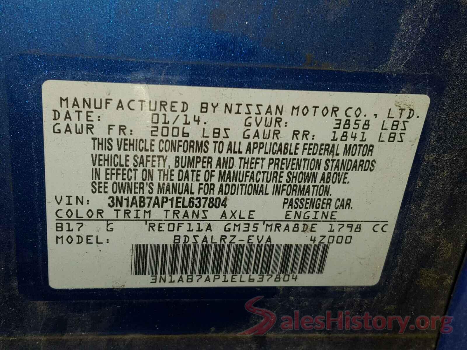 2T1BURHE6HC913817 2014 NISSAN SENTRA