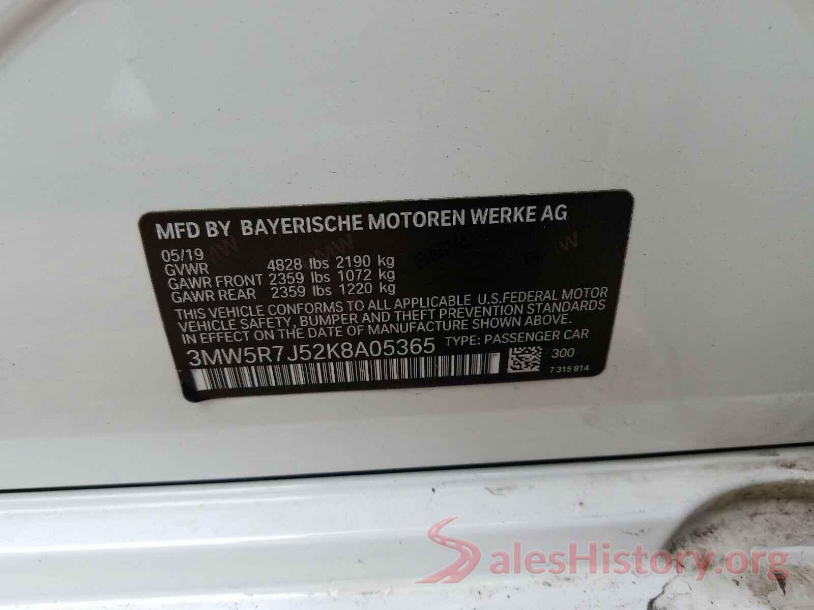 3MW5R7J52K8A05365 2019 BMW 3 SERIES