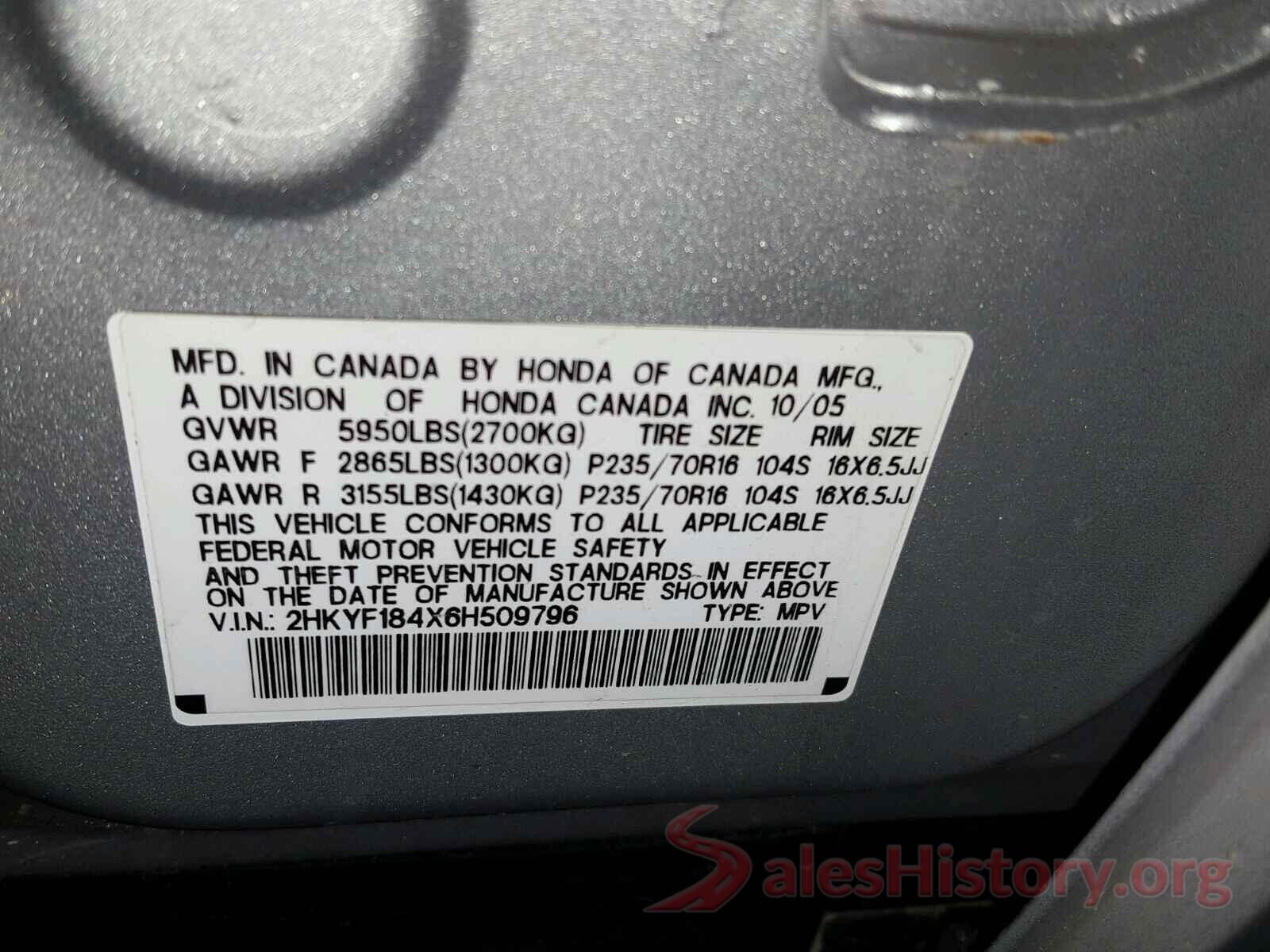 1C4HJXEN8LW216306 2006 HONDA PILOT