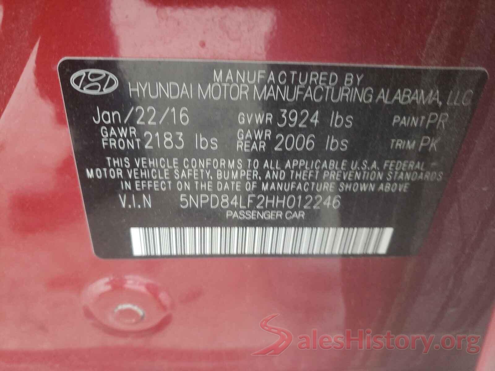 5NPD84LF2HH012246 2017 HYUNDAI ELANTRA