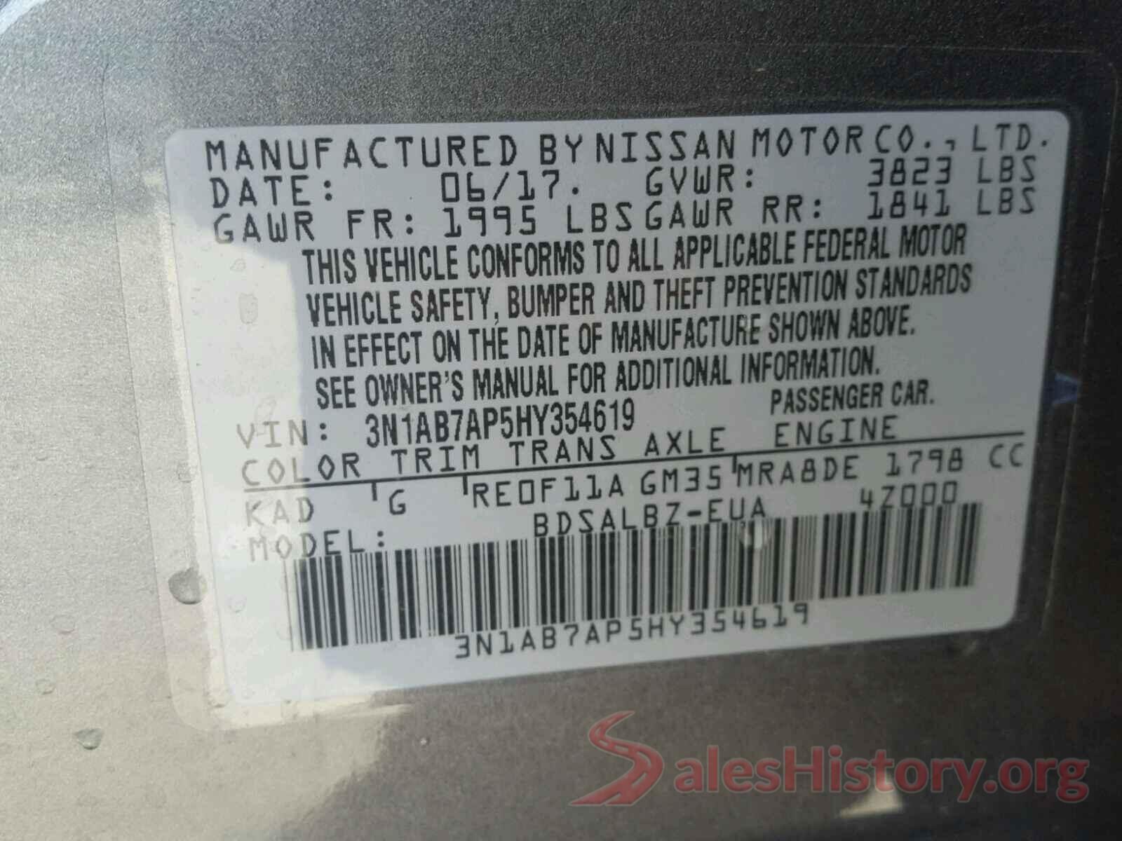 4T1G11AK9LU929906 2017 NISSAN SENTRA