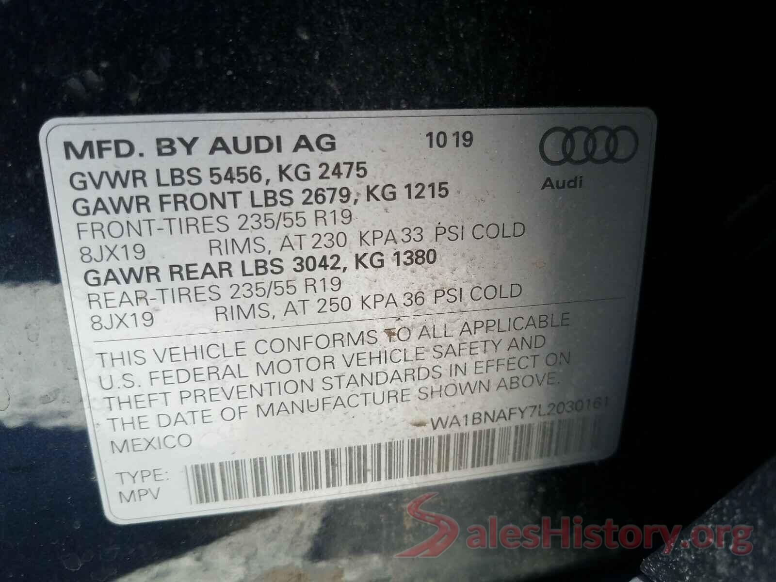 WA1BNAFY7L2030161 2020 AUDI Q5