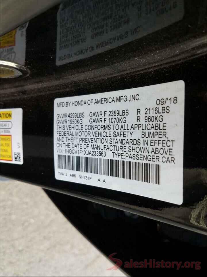 1HGCV1F1XJA233563 2018 HONDA ACCORD