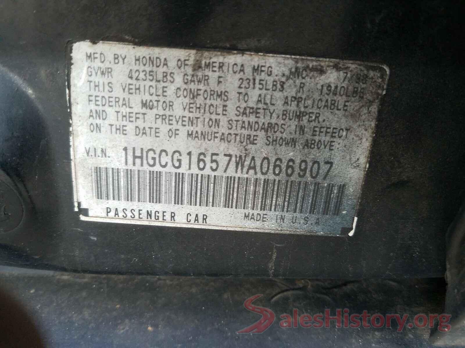 SHHFK7H43JU421930 1998 HONDA ACCORD