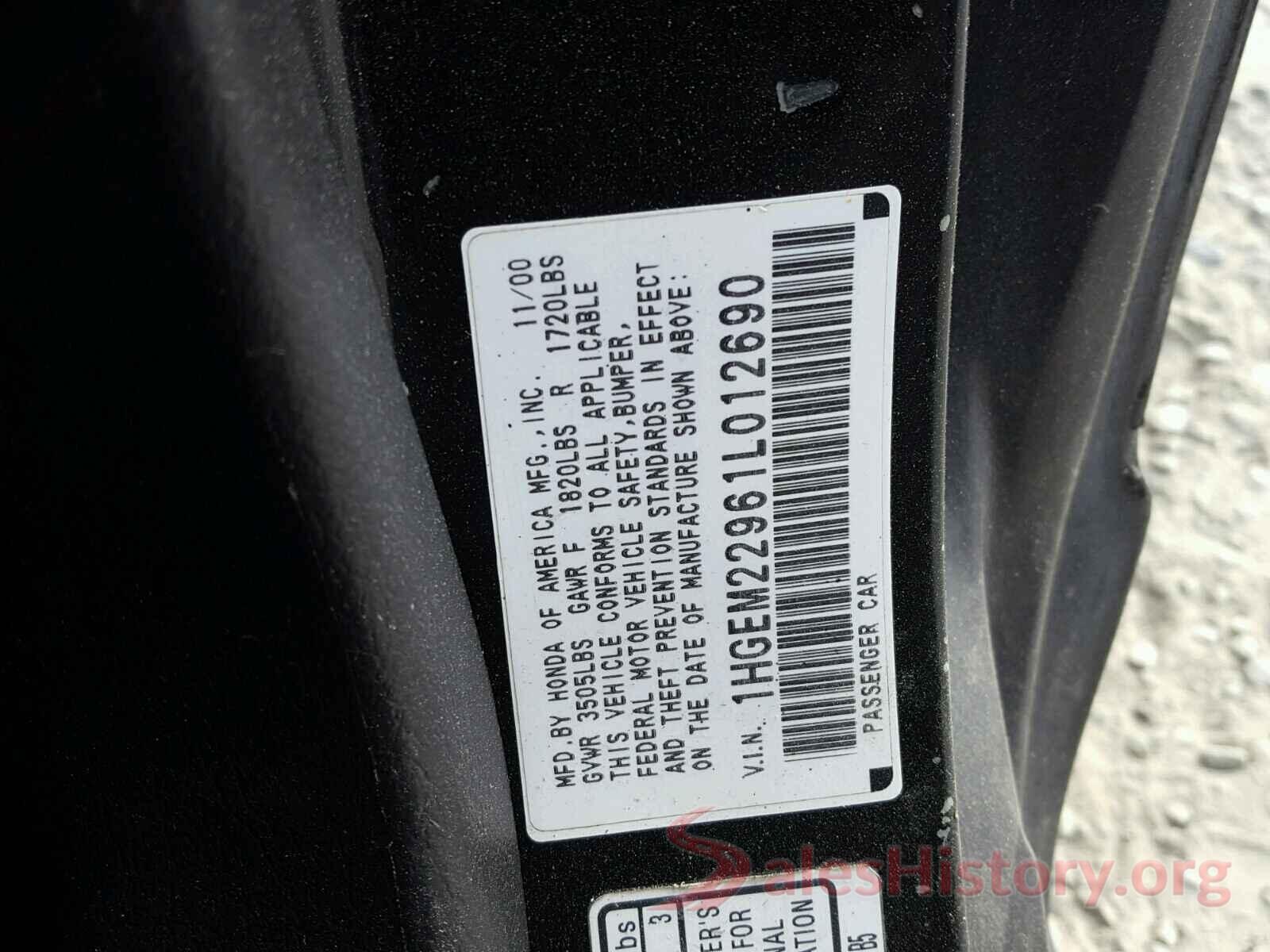 5NPE24AF5GH361909 2001 HONDA CIVIC