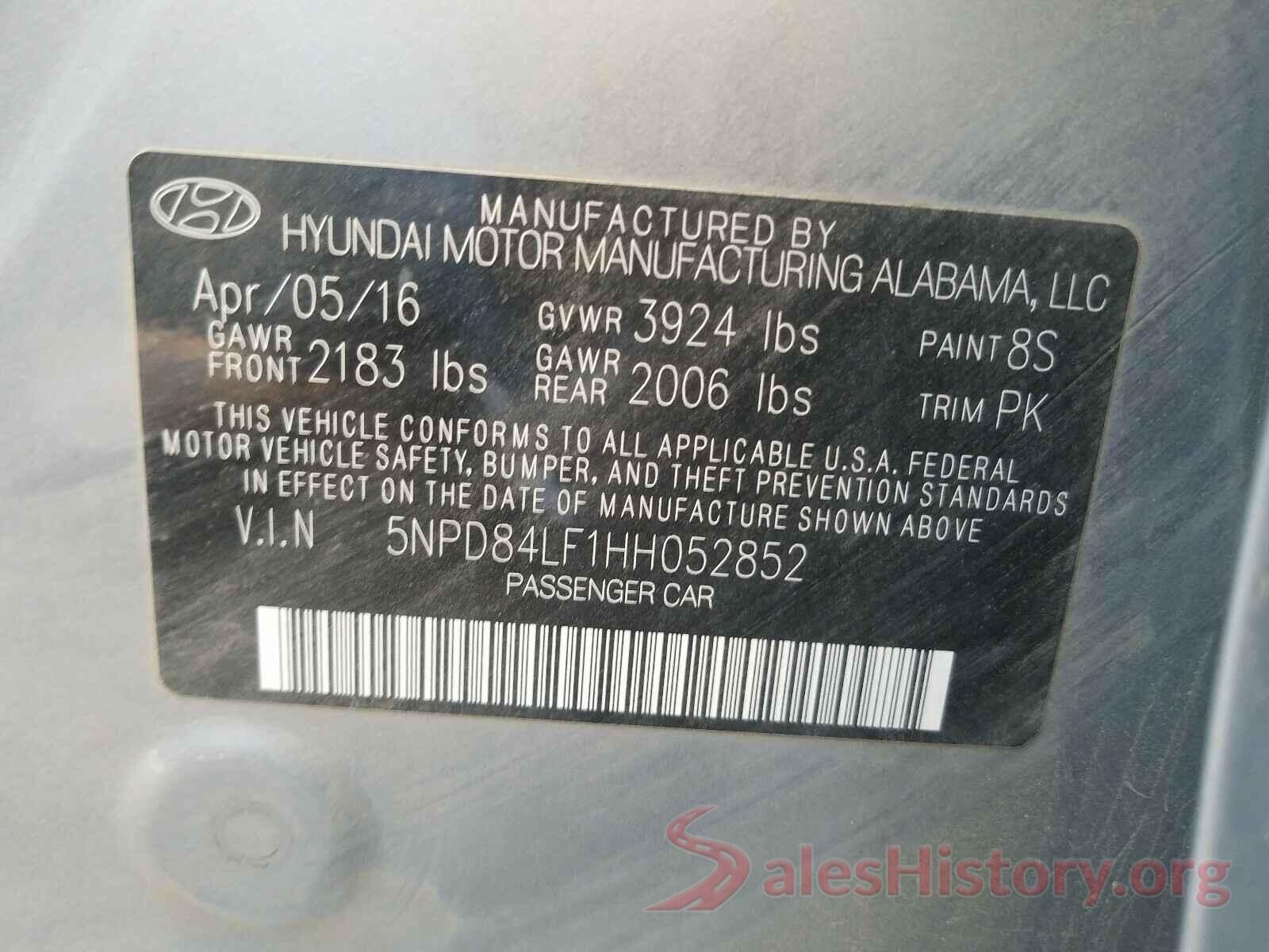 5NPD84LF1HH052852 2017 HYUNDAI ELANTRA