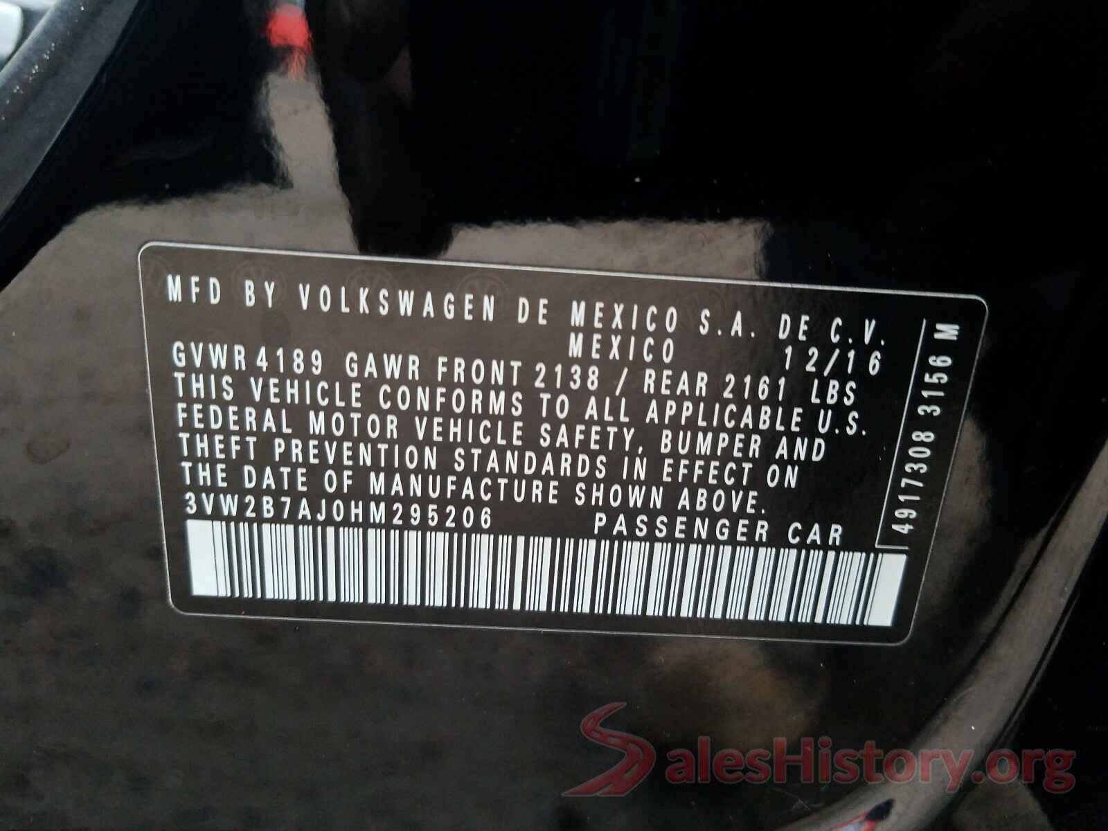 3VW2B7AJ0HM295206 2017 VOLKSWAGEN JETTA