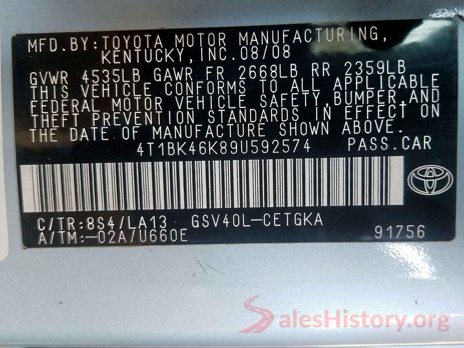 4T1B11HK9KU252676 2009 TOYOTA CAMRY