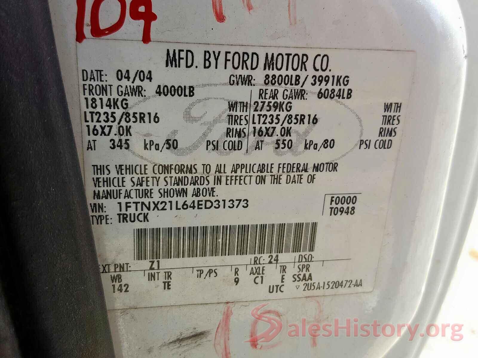 YV4A22PK2J1338008 2004 FORD F250