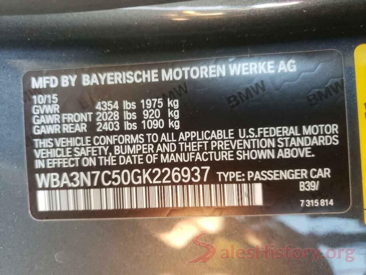 WBA3N7C50GK226937 2016 BMW 4 SERIES