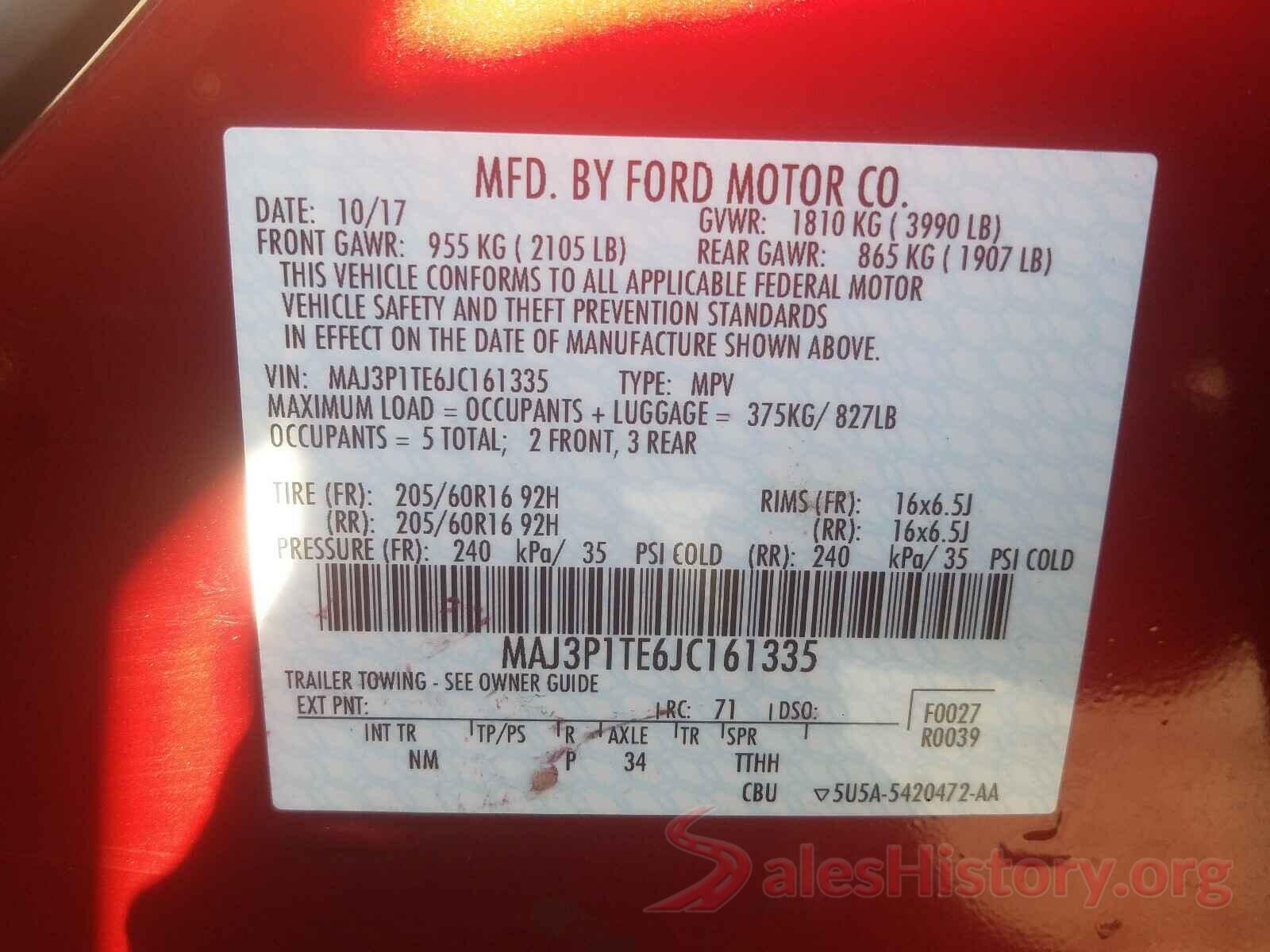 MAJ3P1TE6JC161335 2018 FORD ALL OTHER