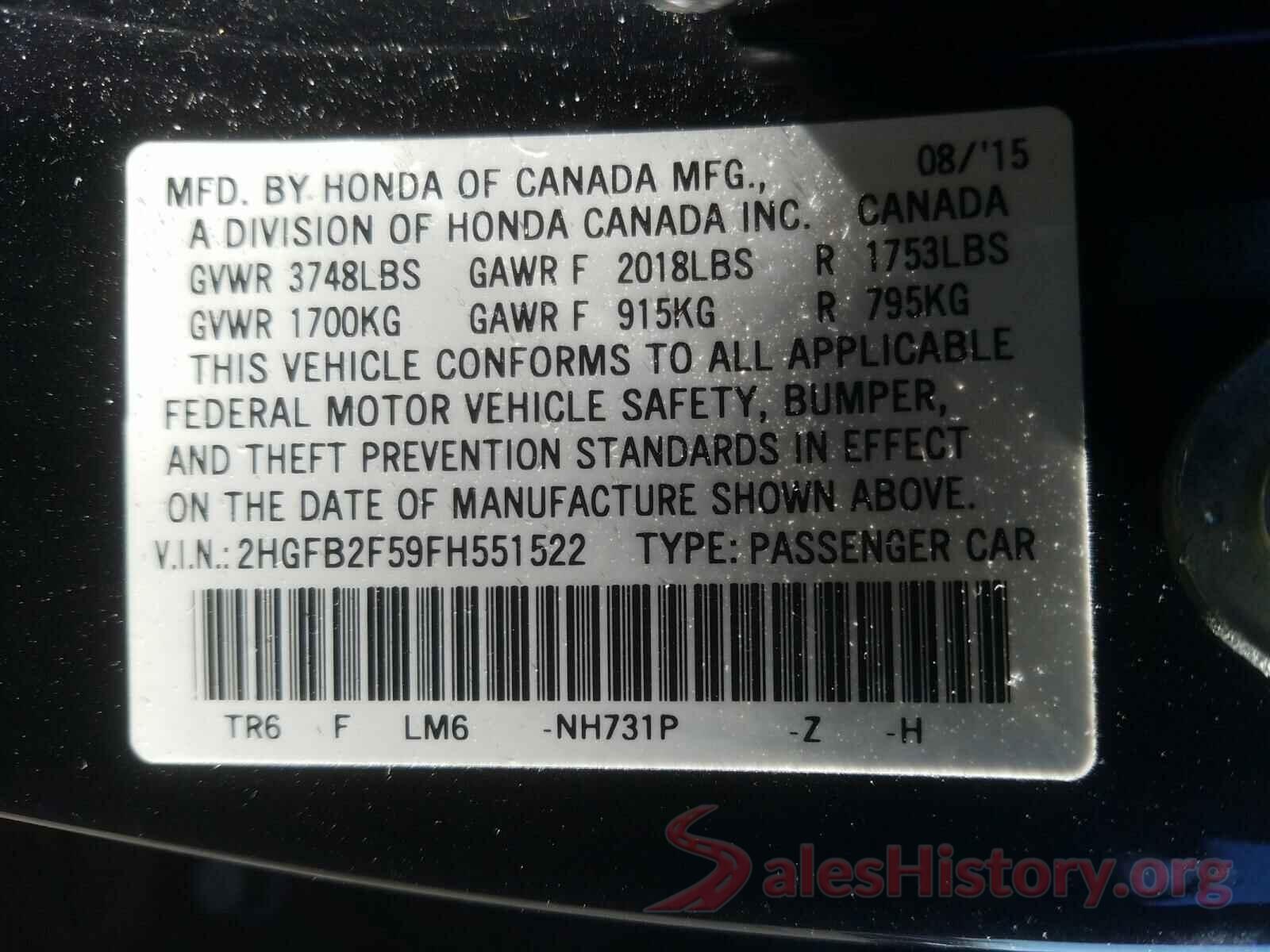 3N1AB7AP8GY261771 2015 HONDA CIVIC