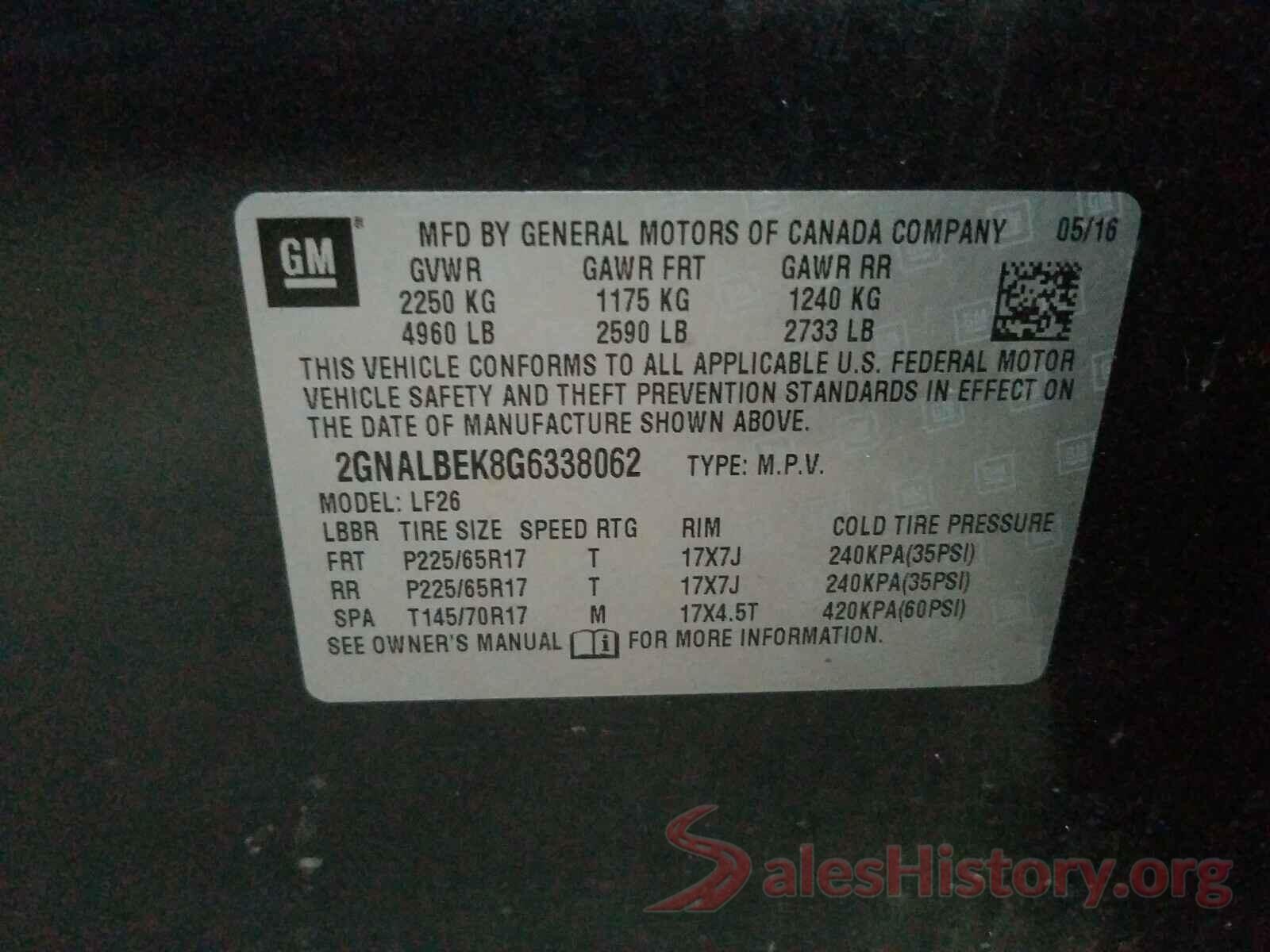 1FTEX1CB5KKD22984 2016 CHEVROLET EQUINOX