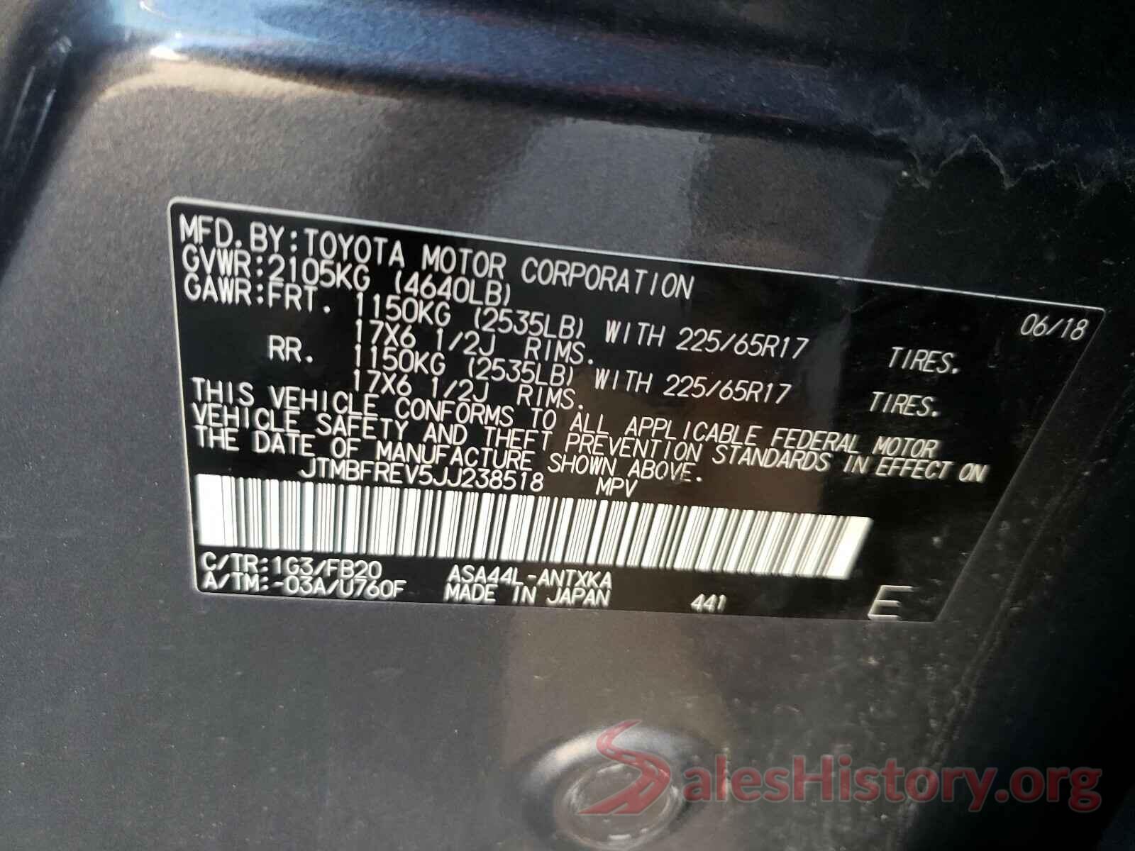 JTMBFREV5JJ238518 2018 TOYOTA RAV4