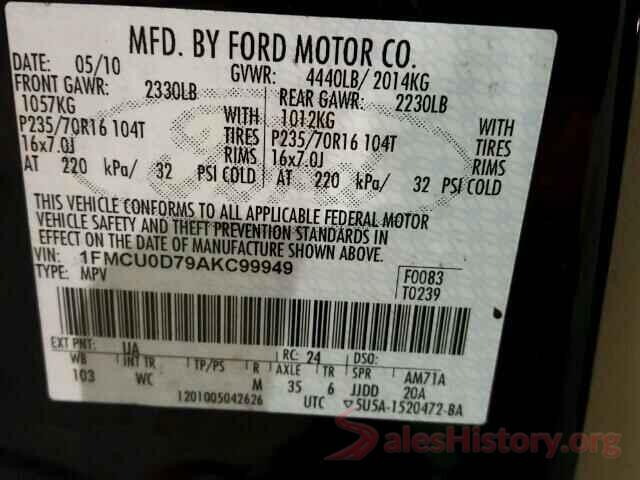 1C4RJFBG4LC240625 2010 FORD ESCAPE