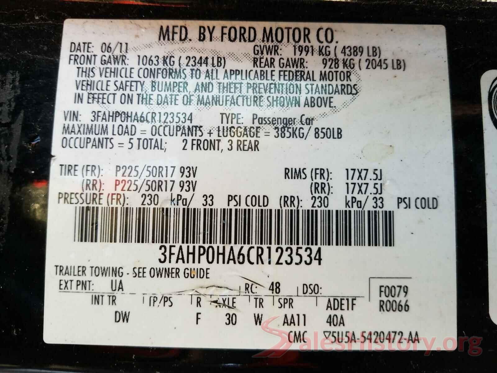 3FA6P0HD1LR224546 2012 FORD FUSION