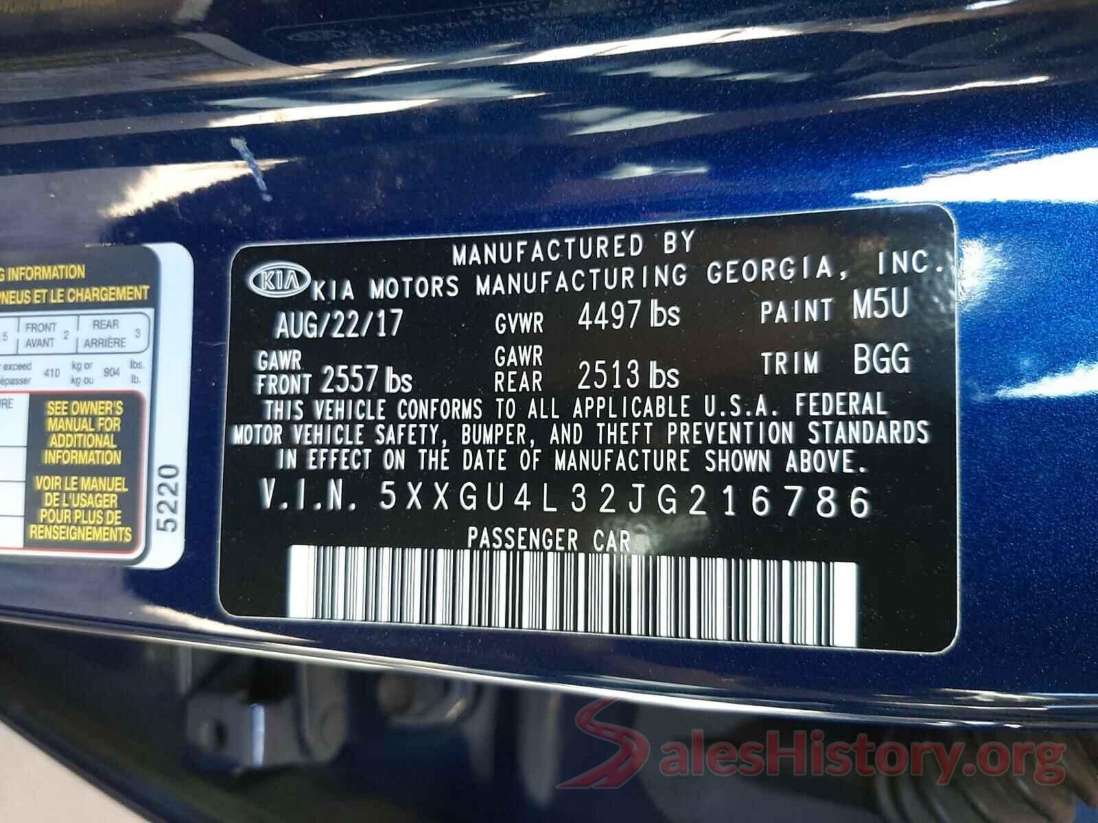 5XXGU4L32JG216786 2018 KIA OPTIMA