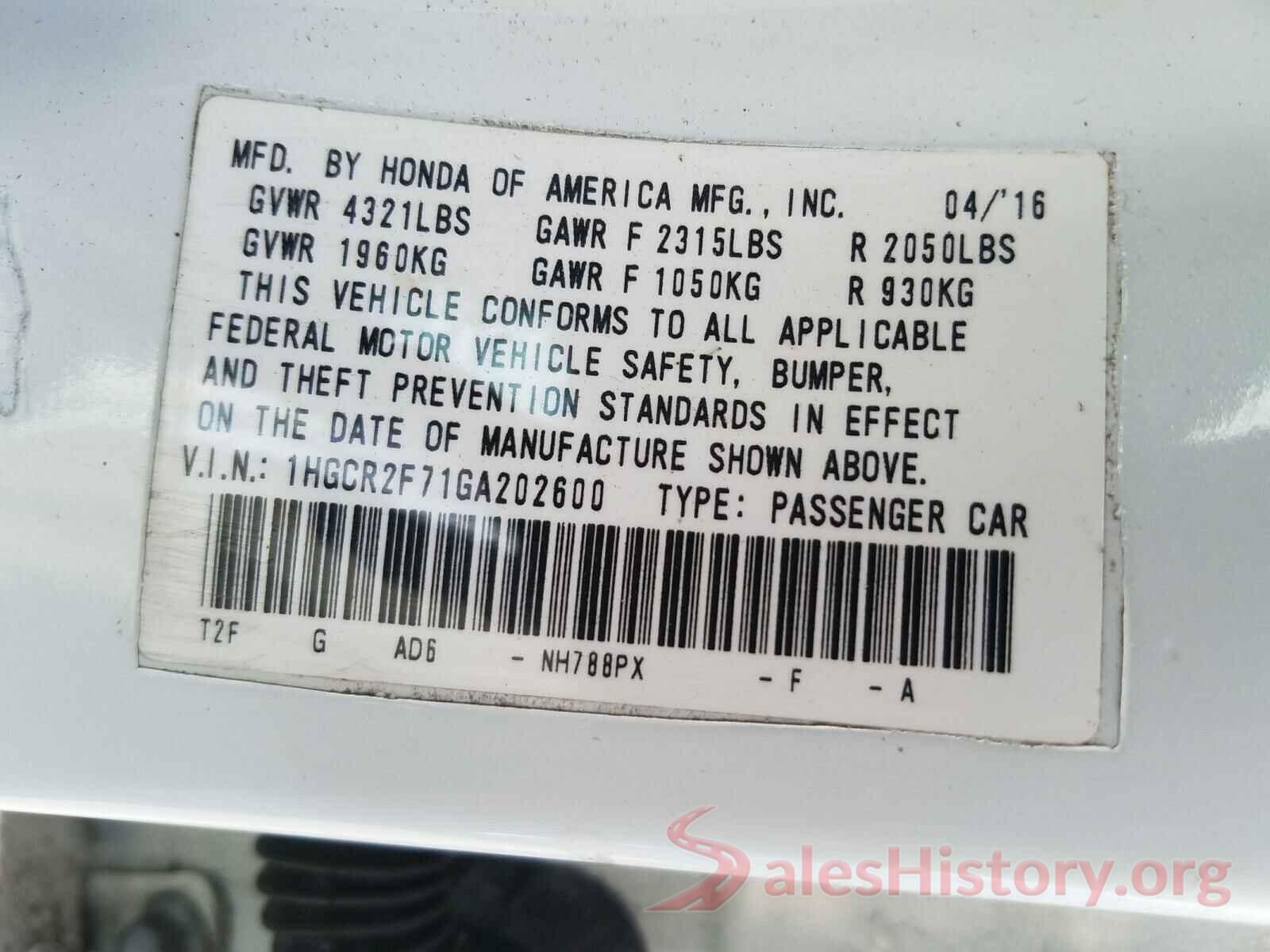 1HGCR2F71GA202600 2016 HONDA ACCORD