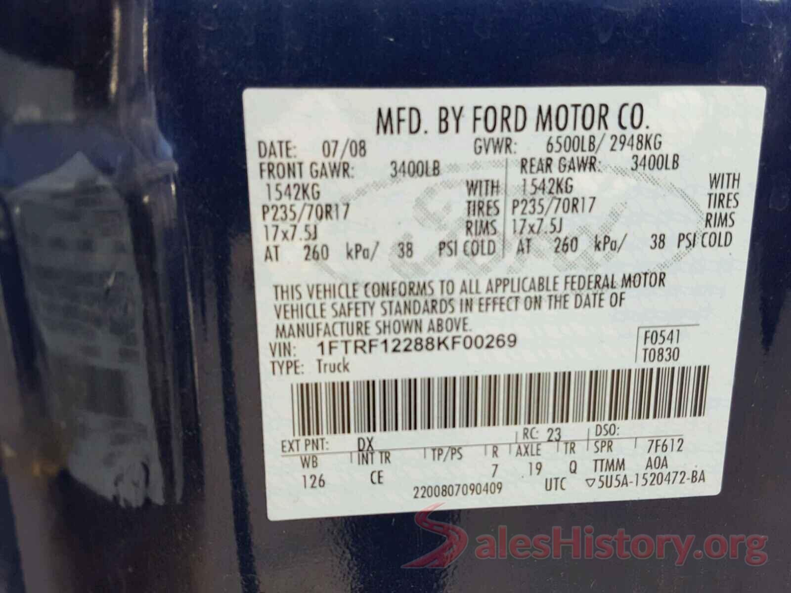 3N1AB7AP0KY327853 2008 FORD F150